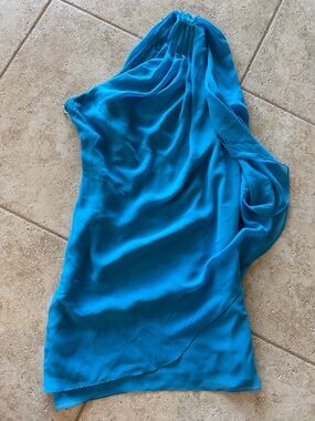 Cache One-Shoulder Turquoise Dress